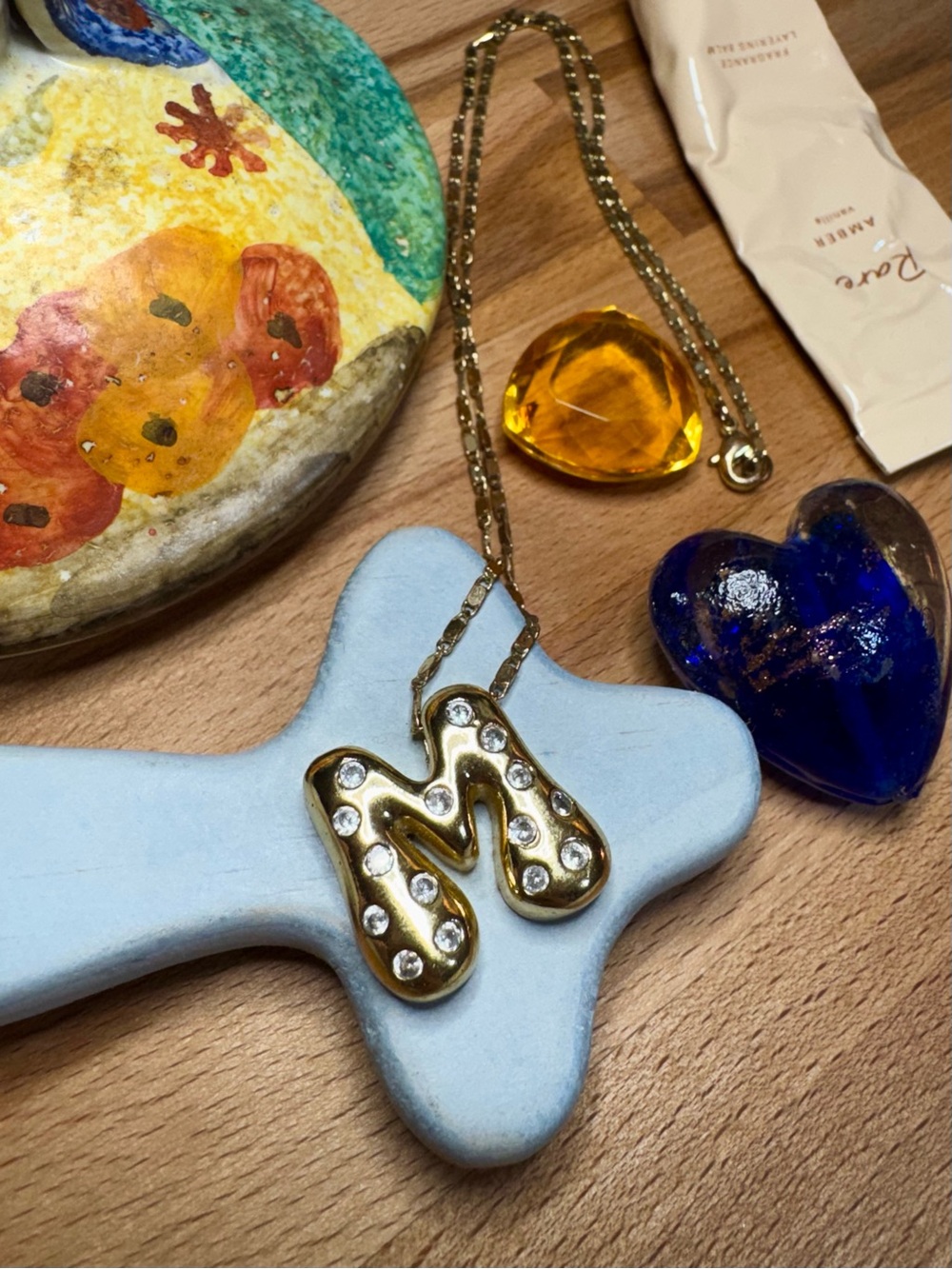 Gold Initial 'M' Pendant Necklace